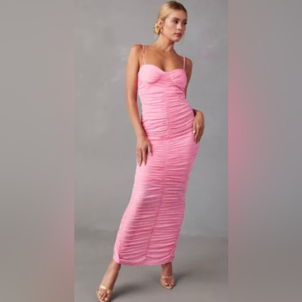 Pink Ruched formal/Prom Dress